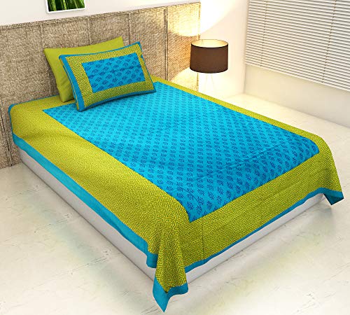 UBANIA COLLECTION-We believe in customers satisfaction® Comfort Cotton Rajasthani Traditional TC 144 Single Bed Bedsheet with 1 Pillow Cover