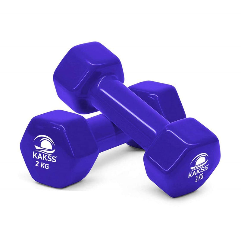 Kakss Cast Iron Vinyl Coated Dumbbells (2+2 =4KG Blue)