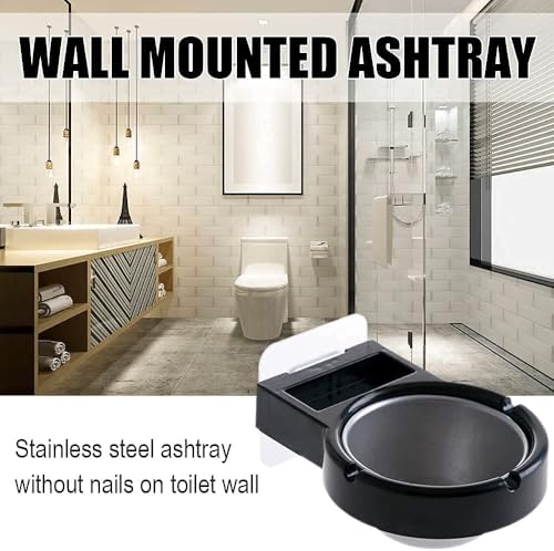 [2Pcs]Ashtray, Wall Mounted, Stylish, Fall Prevention, Stainless Steel Ash Tray, Removable, Easy to Clean, Butt Box, Tobacco Ashtray, Cigarette Case, Lighter Holder, Easy Installation, For