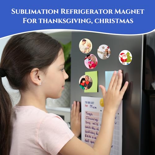 Saysurey 96 Pcs Sublimation Magnet Blanks Set, Personalized Sublimation Blank Refrigerator Magnet with 48 Pcs Round Blanks, 48 Pcs Fridge Magnets for Home Kitchen Office Decoration, 1.97'' x 1.97''