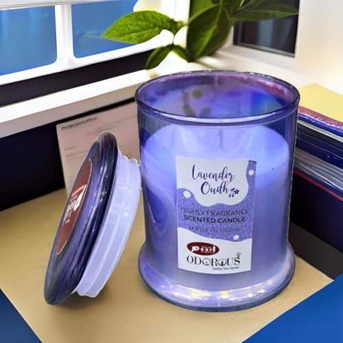 The Decor Affair 1 Pcs Artisan Crafted Glass Tealight Candleholders with Stunning Northern Lights-Inspired Pattern and Lavender Fragrance, Perfect for Creating a Magical Atmosphere.