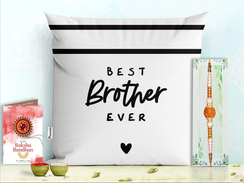 Pillow Rakhi for Brother with Gift - Rakhi with Rakhi Cushion with Filler Greeting Card- Rakhi for Brother, Gifts for Brother, Gifts for Rakhi, Gifts for Rakshabandhan Rakhi Gifts-PB-CU-02