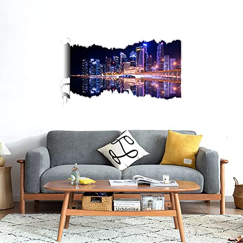 GADGETS WRAP Printed Wall Decal Sticker Scratched Paper Style Wall Decal (90cm x 50cm) - City Night