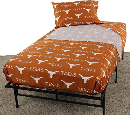 College Covers Texas Longhorns Printed Sheet Set - Twin - Solid