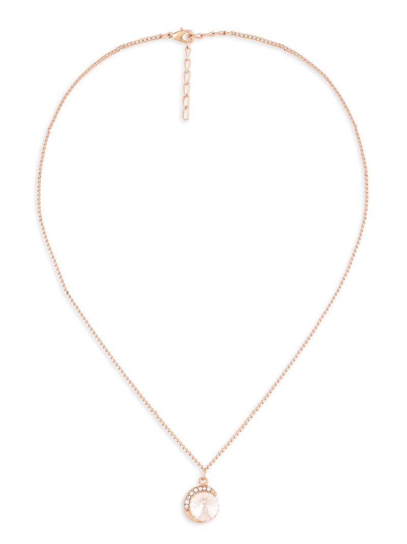 ZAVERI PEARLS Gold Tone Dazzling Diamonds Embellished Minimal Drop Pendant Chain For Women-ZPFK14553