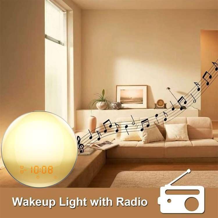 arcnics Polycarbonate-Smart Wifi Sunrise Wake Up Light With Alarm Clock For Bedroom/Bedside Table,Living Room With Fm Radio,Sunrise/Sunset Simulation,4 Alarm Functions,Snooze,7 Colors,7 Natural Sound