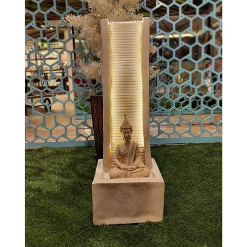 Shawshank Water Fountain Cream Buddha Garden Water Fountain Indoor Fountain for Home Office Living Room Dcor with LED Lights and Water Pump