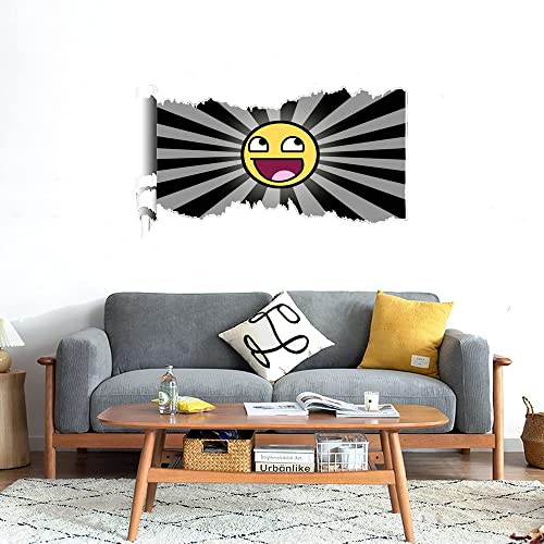 GADGETS WRAP Printed Wall Decal Sticker Scratched Paper Style Wall Decal (90cm x 50cm) - Smiley Yellow