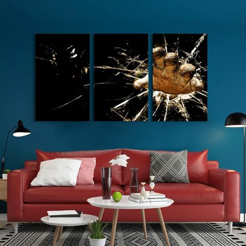 GADGETS WRAP Canvas Gallery Wrap Framed for Home Office Studio Living Room Decoration (3Part, 14x27inch Each) - Broken Glass Screen