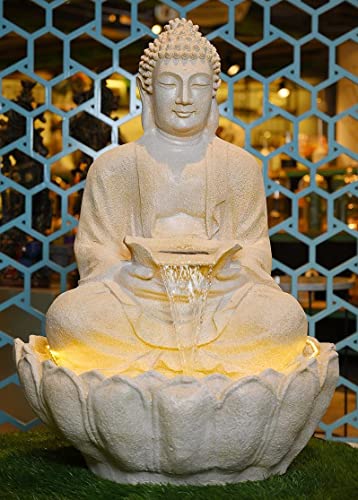 SEPBORN Buddha Fountain with Flowing Water Feature, 91 cm Height