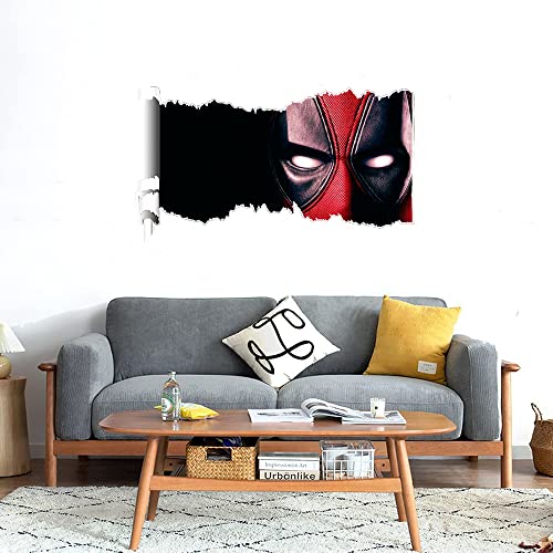 GADGETS WRAP Printed Wall Decal Sticker Scratched Paper Style Wall Decal (90cm x 50cm) - Deadpool Face