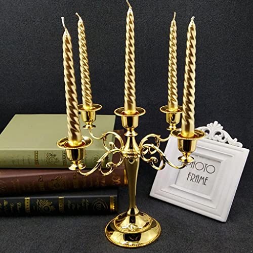 SAZ DEKOR 2pcs Twisted Spiral Christmas Taper Wax Candle Candlelight Dinner Decor Gold