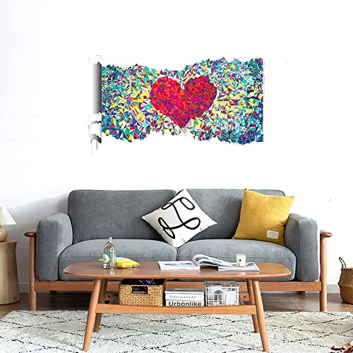 GADGETS WRAP Printed Wall Decal Sticker Scratched Paper Style Wall Decal (90cm x 50cm) - Glass Hearts