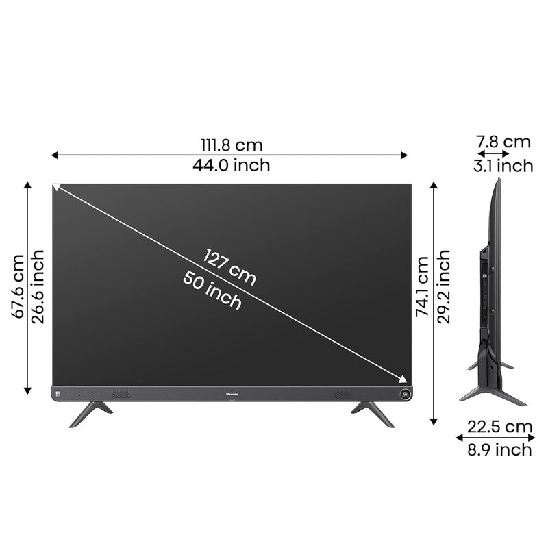 Hisense 126 cm (50 inches) Tornado 2.0 Series 4K Ultra HD Smart LED Google TV 50A7H (Metal Gray)