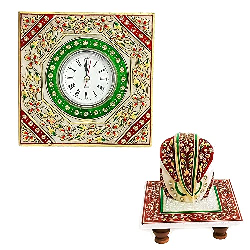 Handicraft Kingdom Table Clock for Kids Room Girls & Boys for Birthday Gift with Ganesh Chowki| Approx Size (6 x 6 Inch) & Wt (600 Gm) Pack of 3