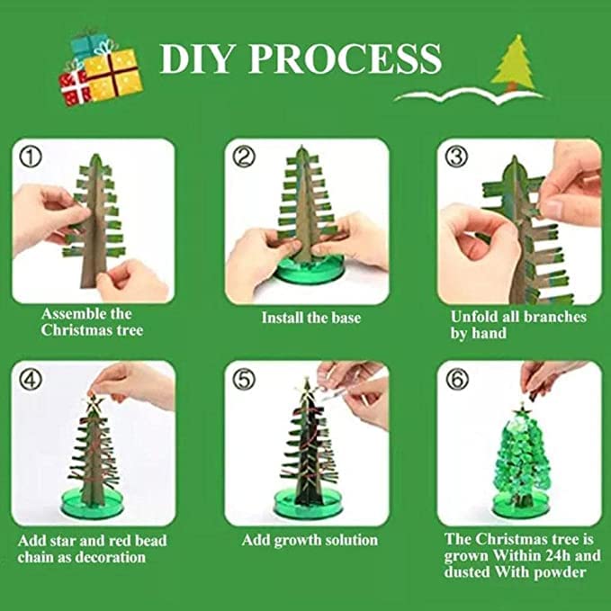 MOBCLIXS Magic Growing Christmas Tree, Magical Crystal Christmas Tree,Magic Growing Crystal Christmas Tree Kit Novelty for Kids DIY Ornaments/Wall Hanging Giftsand Party Toys Green