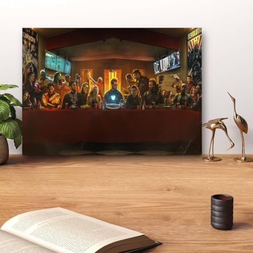 GADGETS WRAP Canvas Gallery Wrap Framed for Home Office Studio Living Room Decoration (14x11inch) - Avengers End Game Dinner