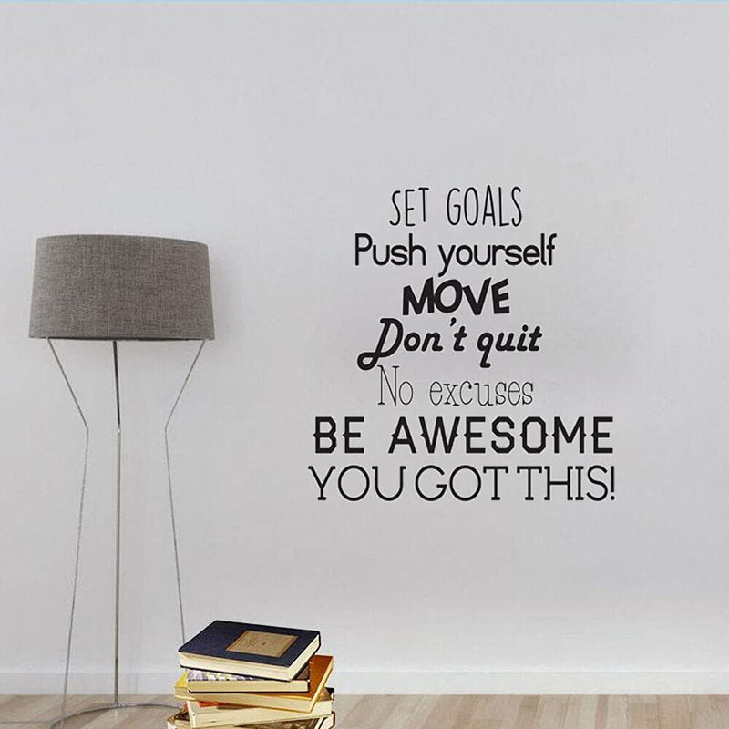 GADGETS WRAP Vinyl Decal Sticker Set Goals, Push Yourself, Don't Quit Inspirational Quotes (Item Finish Size : 55cm x 55cm)