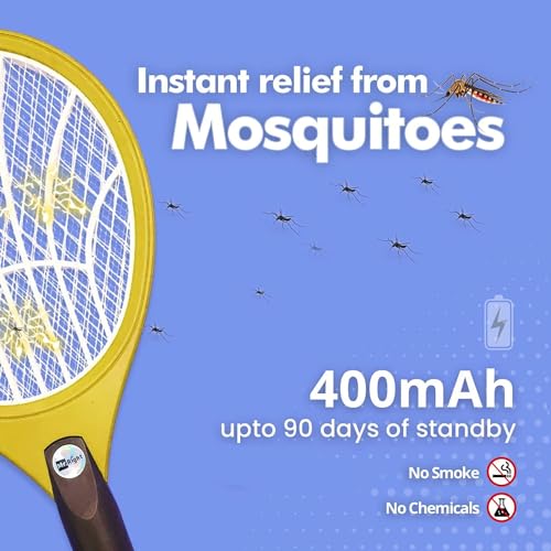 Mr. Right Mosquito Bat (CE Certified) Mosquito Racket Rechargeable | Made in India with 6 Months Warranty (Mustard Yellow)