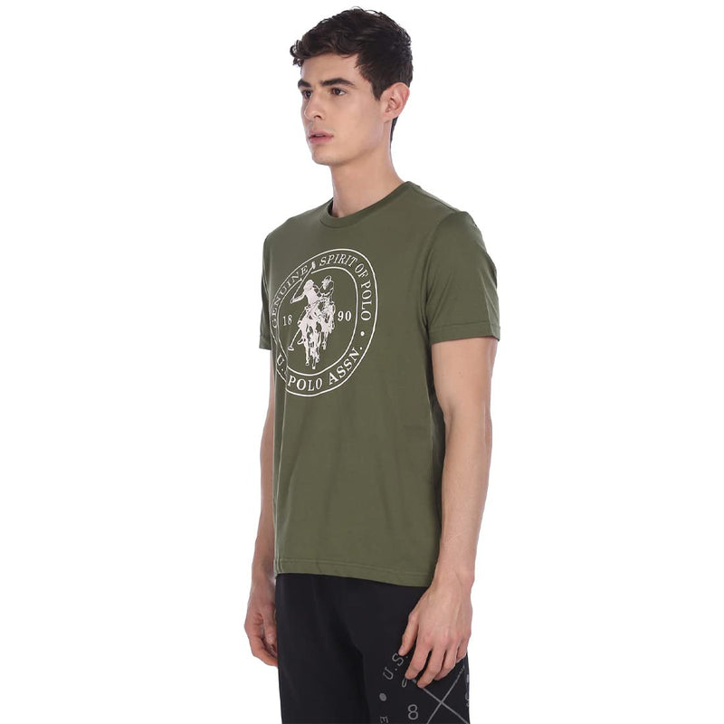 U.S. Polo Assn. Men's Solid Regular Fit T-Shirt (I643-179-PL_Olive_M)