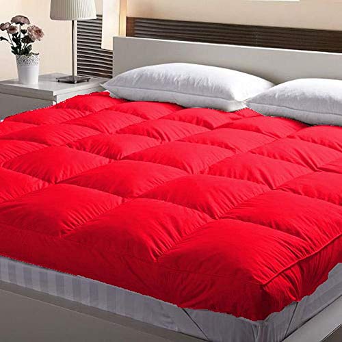 Jaipur Linen 3000 GSM Small Queen Size Bed Finest Imported Super Microfiber Soft Mattress Padding/Topper- Blood Red-(60 * 75In)