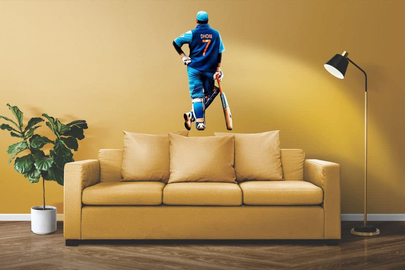 Ruhi Decor Dhoni Wall Sticker PVC Stickers Waterproof Laminated Wall Stylish for Living Room