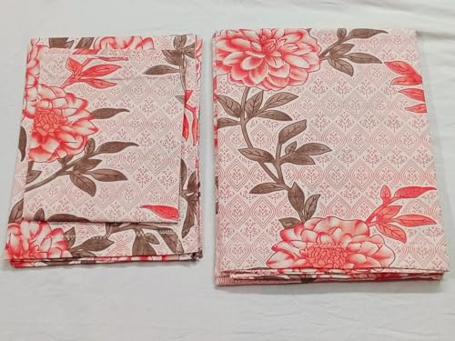 Floral Print Bedsheet, 120 cm, Pink,Blue and Orange Colours (Pink)