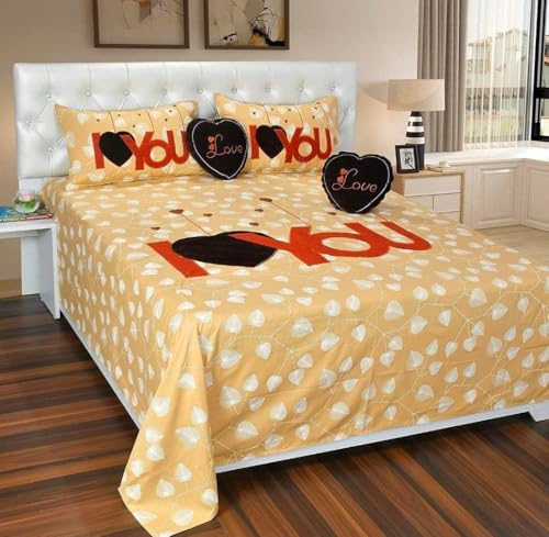 Luxury I Love You Bedsheets Cotton Double Bedsheet, 100% Cotton Queen Size bedsheets Size 90 * 100