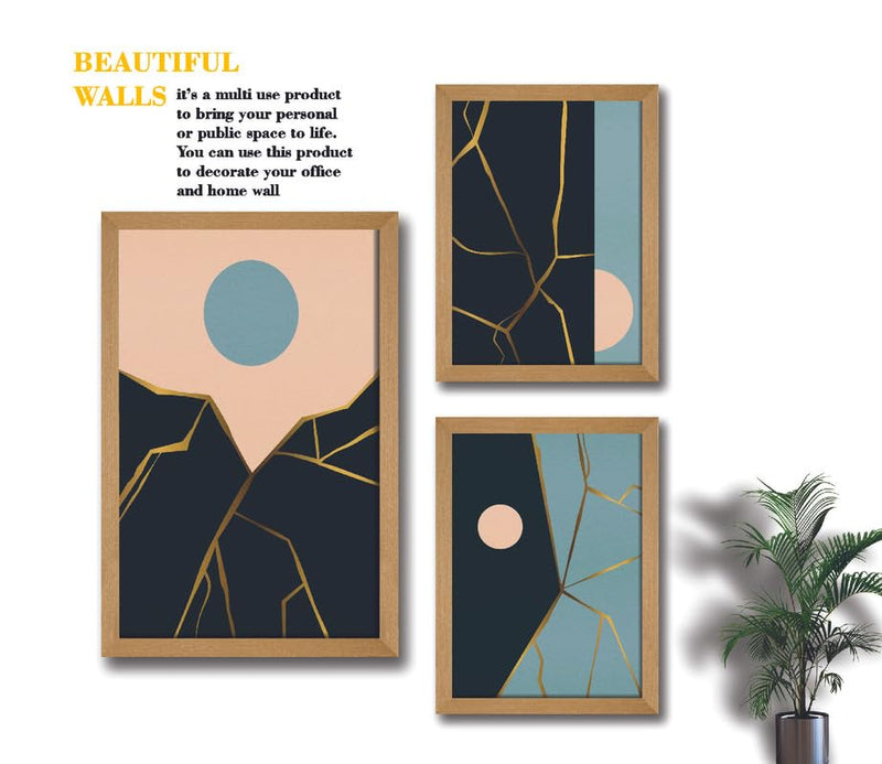 SAF paintings Set of 3 Modern Art Premium Brown frame painting for Wall Decoration SA-B46M1K2