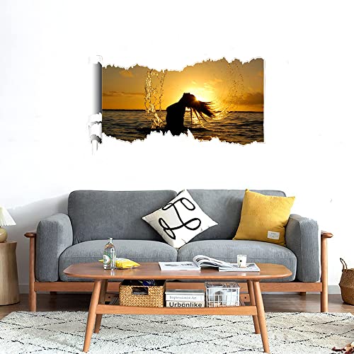 GADGETS WRAP Printed Wall Decal Sticker Scratched Paper Style Wall Decal (90cm x 50cm) - Girl Playing in The Water