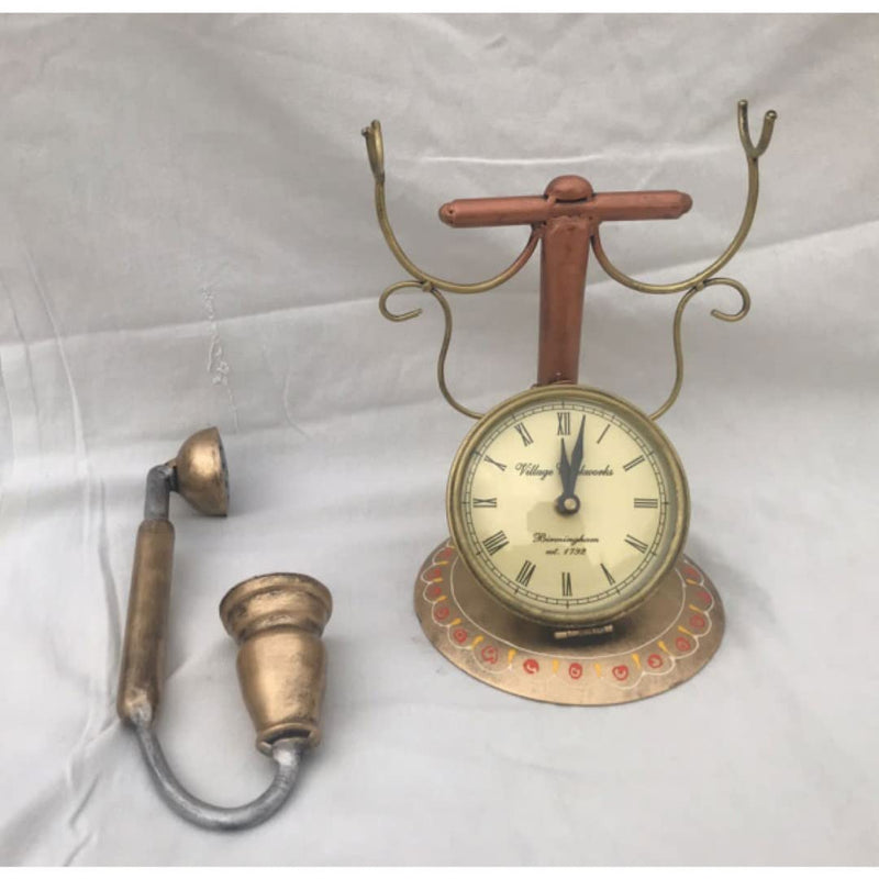 Craferia Export Retro Telephone Model with Clock for Table/Desk Decor Showpiece