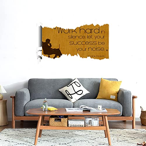 GADGETS WRAP Printed Wall Decal Sticker Scratched Paper Style Wall Decal (90cm x 50cm) - Quotes Work Hard