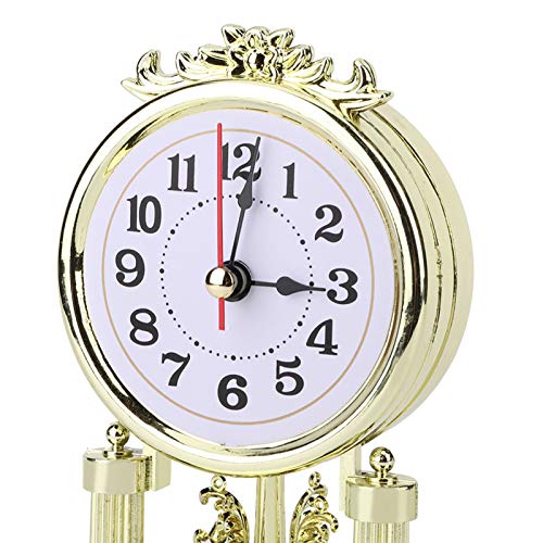 Clock Decor, Table Clock, Table Clock Silent Clock Antique Clock for Bedroom Study Living Room Indoor(Gold)