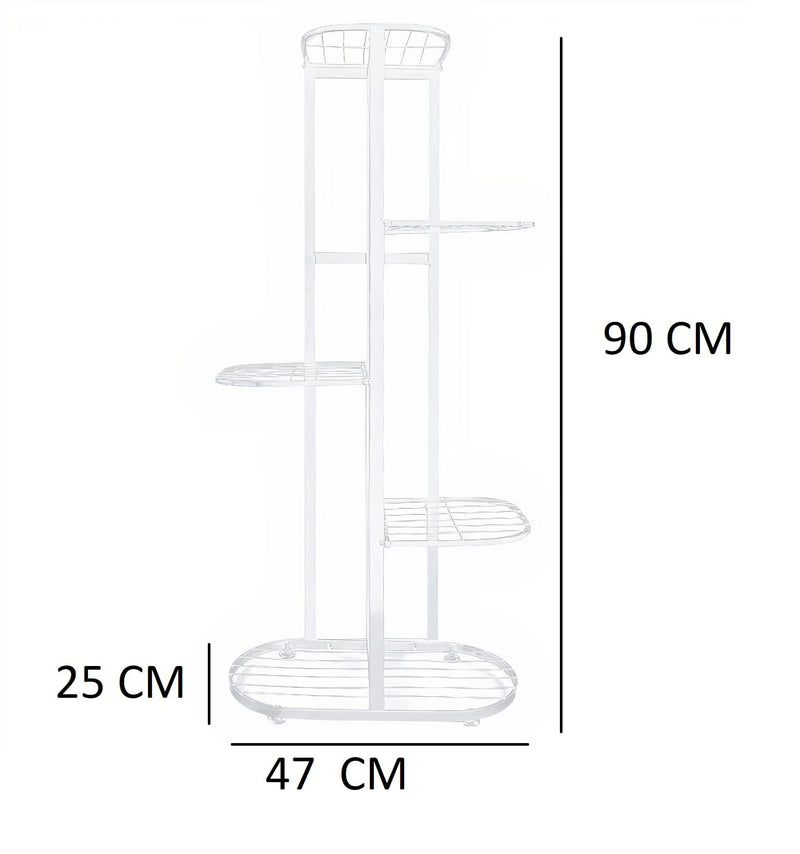 Trendy Decor Attractive Multi Tired Plant Stand Indoor/Outdoor, Multipurpose Stand, Racks, Planter Stand (90X25X47) (White)