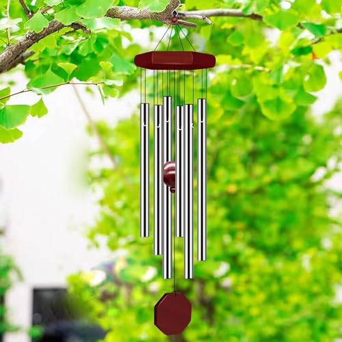 udeeta martWind Chime, Wind Chime Small Wind Chimes Bells 6 Metal Tubes Windchime for Garden, Yard, Patio, Home Decoration and GiftHome Silver