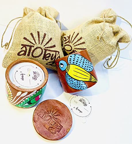 Alokya - Pack of 2 - Single Wick (Small) Scented Candle in Terracotta Jar with Pattachitra Folk Art (Gulshan/Gulshan)