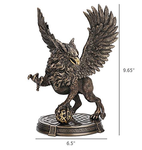 Veronese Design 9 5/8 Inch Legendary Guardian Griffin Celtic Knot Platform Resin Cast Hand Painted Antique Bronze Finish Statue