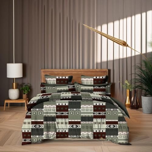 Dammn Decores Polyster 120 TC Urban Mosaic Bedding Set for Double Bed with 2 Pillow Covers | Breathable - Geometric Mosaic - Double (2.20x2.30 mtr)