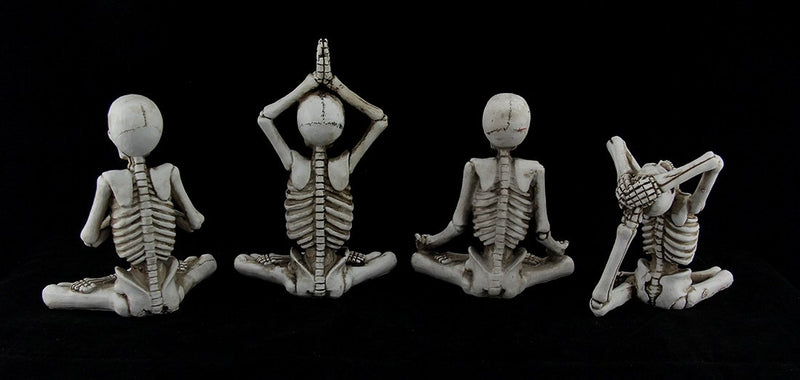 Zeckos 4 Pc. Bone Stretchers Skeletons in Yoga Poses Decorative Statue Set