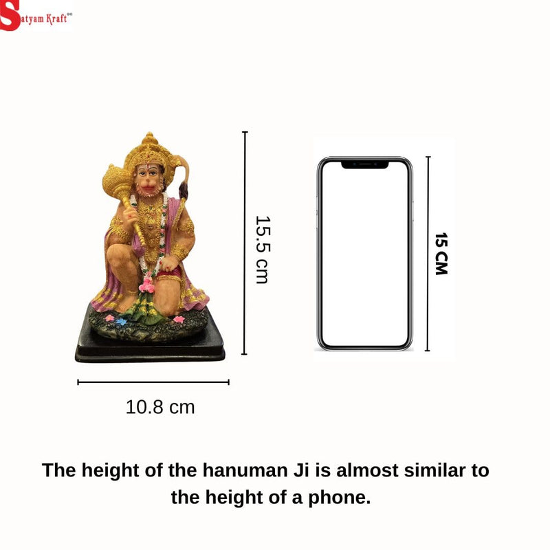 SATYAM KRAFT 1 Pc Hanuman Ji murti with gada Bajrang Bali lightweight idol for Home Decoration and Pooja mandir, car dashboard, decor statue, murti,figurine showpiece rakshabandhan idols(Polyresin)