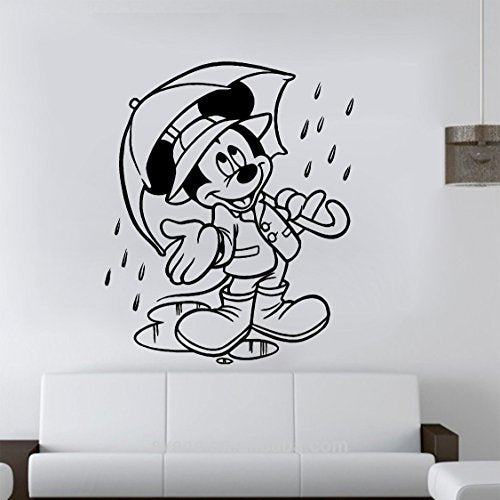 Micky in The Rain Self Adhesive VinylWaterproof Decorative Wall Stickers for Hall, Bedroom, Kitchen and Furniture