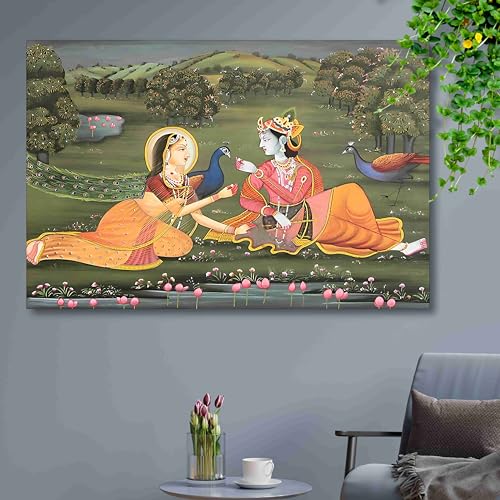 SAF paintings Radha krishna Painting | Radha krishna paintings for living room | Radha krishna painting for wall decoration | Radha krishna painting canvas 24 inch x 36 inch SANF-CR39