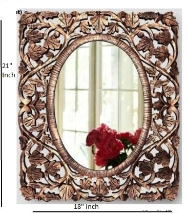 VAS Collection MDF Mirror Frame for Wall Decor,Bedroom,Living Room,Bathroom & Hallway,21"x18" (Black Golden)