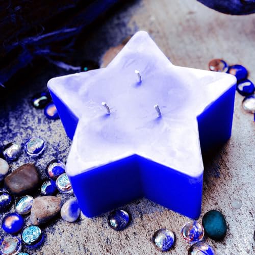 Smooth Scented Star 3 Wick Designer Candle | Home D?cor | Diwali Candle | Romantic Candle | Birthday Candle | Valentine Candle | New Year Candle | 3x1 Inch | 10 Hours Burn | (Blue)