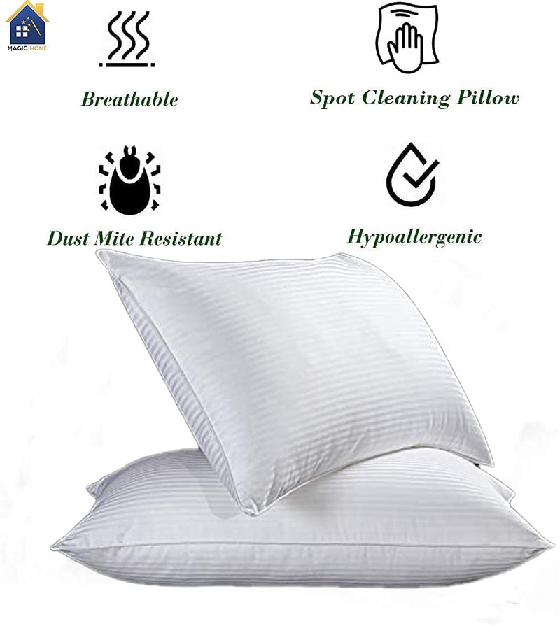 Magic Home 2-Piece Premium Bed Pillow Set, Microfibre, White, 41 X 61 X 17 Cm