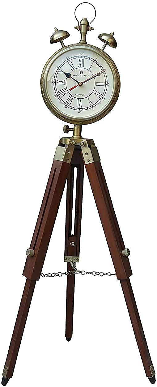 Time instruments Tripod Antique Wooden Clock Standind 28 inches