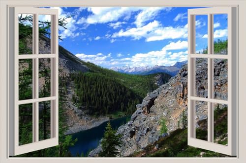 JVERF - JZZA27143 Scenery Canada Mountains| Self-Adhesive Open Window Wall Sticker