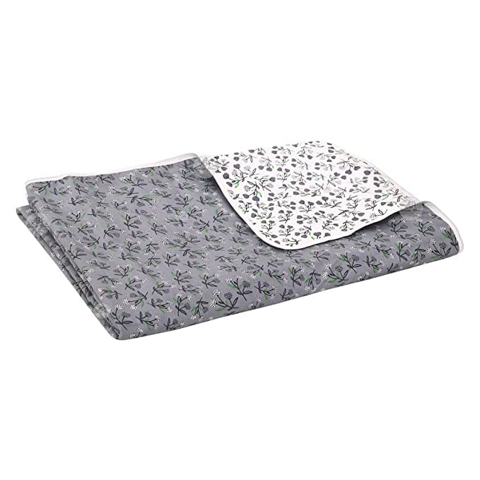 CK CREATION Pure Cotton Reversible AC Blanket/Dohar for Home Single Bed 58” x 88”/AC Blanket | Soft Light-Weight Bed Blanket/100% Cotton Malmal Single Bed Dohar (Grey & White)