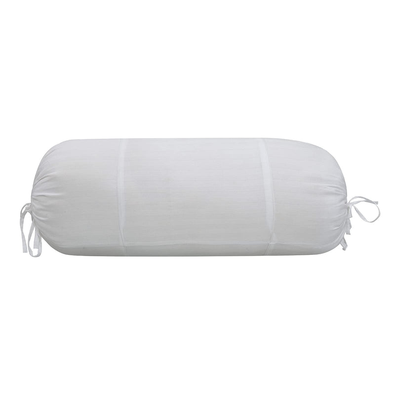 Trance Home Linen 100% Cotton 16x32 inch 200TC Pipe-in Bolster Cover | Round Bed Side Long Bolster Pillow Cover to fit 24" Length 9" Dia | Pack of 2 Bolster Cover only (16x32 inch,White)