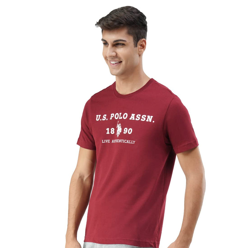 U.S. Polo Assn. Men Comfort Fit Brand Print I683 T-Shirt - Pack Of 1 (RED S)